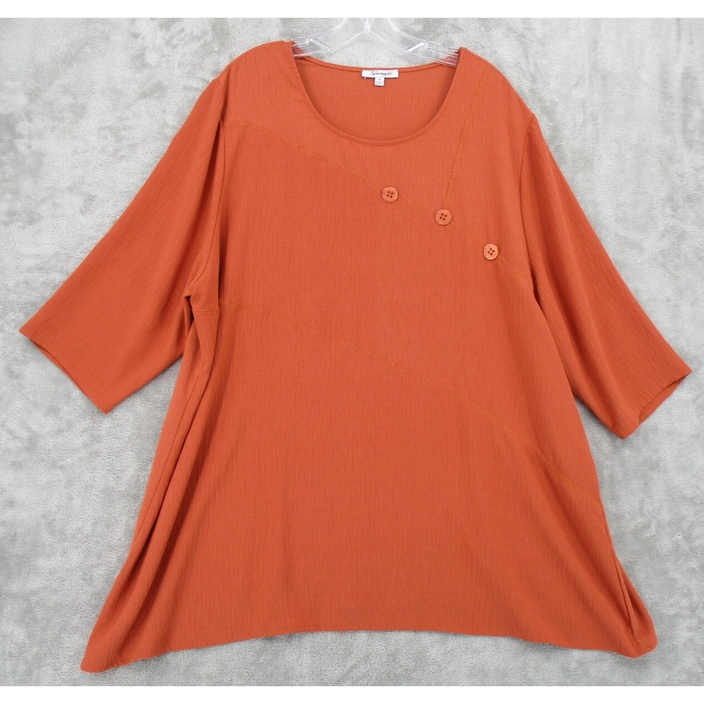 Serengeti Top Womens Size 3X Asymmetric Button Artsy Lagenlook Boxy Relaxed Knit